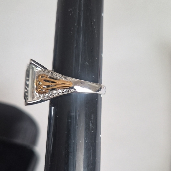 Victoria Wieck Silver and Gold Ring with Clear Gemstone - Picture 5 of 8